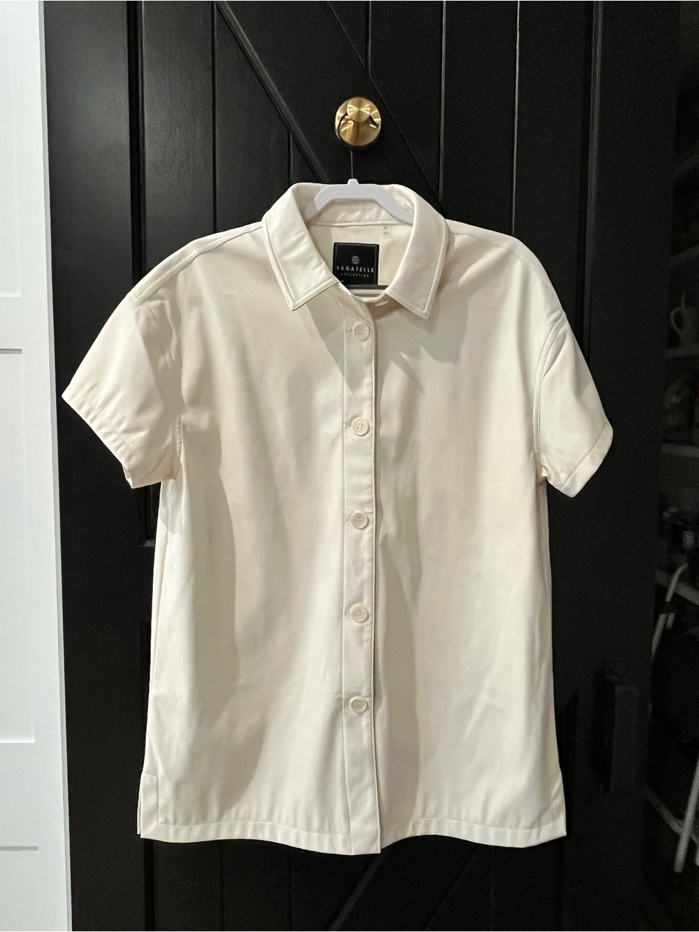 Bagatelle Faux Leather Cream Shirt Jacket
